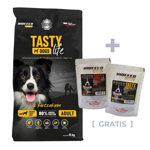 Karma Tasty dogs life kurczak 15kg